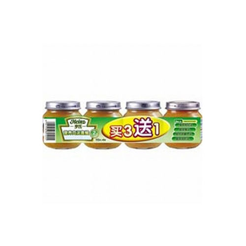亨氏3+1营养肉泥套餐(三文鱼、金枪鱼、鱼肉胡萝卜、蔬菜鸡肝泥)